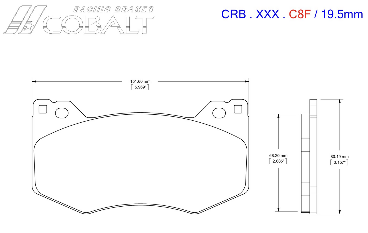 Cobalt Brake pads CRB.XR1.C8F for Corvette C8 Z51 Racing Brake Pads (Front) Image