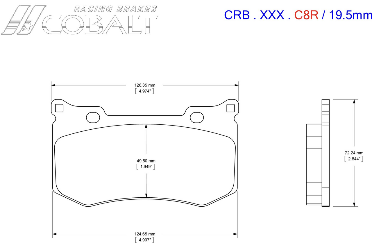 Cobalt Racing Brake pads for your Corvette C8 CRB.XR1.C8R Rear Image
