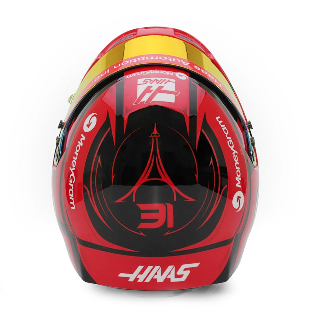 Detailed Bell Mini Helmet – Esteban Ocon Haas F1 2025 season design