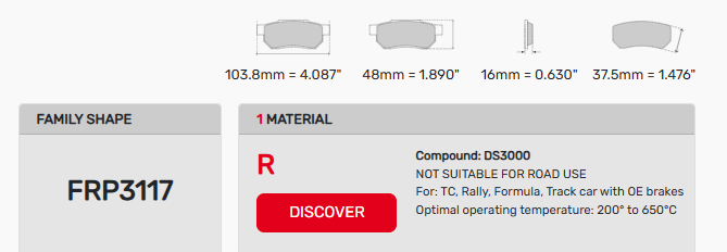 FRP3117 Brake Pad Fitment Guide Image