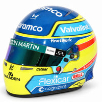 Thumbnail for Fernando Alonso 2026 Aston Martin Bell HP77 1:2 scale F1 mini helmet three quarter view