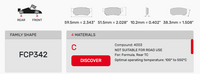 Thumbnail for Ferodo FCP0342 Brake Pad Dimension Image