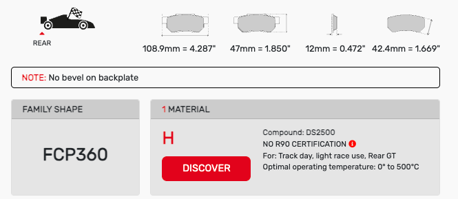 Ferodo FCP0360 Brake Pad Dimension Image