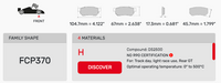 Thumbnail for FCP0370 Brake pad Dimension Image