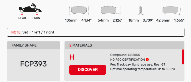 Ferodo FCP0392 Brake Pad Dimension Image