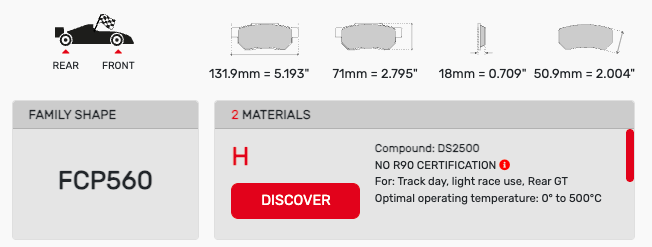 Ferodo FCP0560 Brake Pad Dimension Image