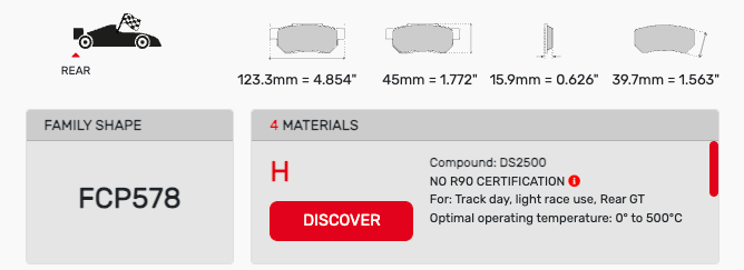 Ferodo FCP0578 Brake Pad Dimension Image