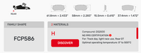 Thumbnail for Ferodo FCP0586 Brake Pad Dimension Image