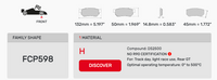 Thumbnail for Ferodo FCP0598 Brake Pad Dimension Image