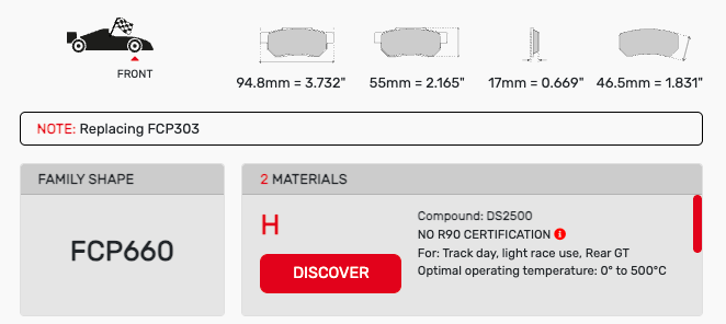 Ferodo FCP0660 Brake Pad Dimension Image