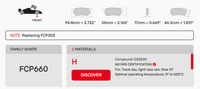 Thumbnail for Ferodo FCP0660 Brake Pad Dimension Image