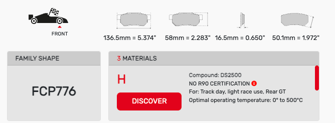 Ferodo FCP0776 Brake Pad Dimension Image