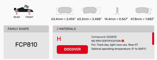 Ferodo FCP0810 Brake Pad Dimension Image