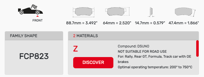 Ferodo FCP0823 Brake Pad Dimension Image