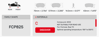 Thumbnail for Ferodo FCP0825 Brake Pad Dimension Image