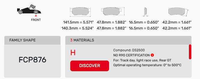 Ferodo FCP0876 Brake Pad Dimension Image