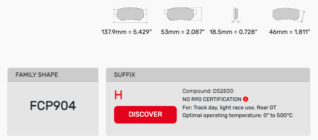 Ferodo FCP0904 Brake Pad Dimension Image