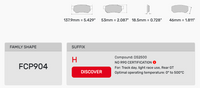 Thumbnail for Ferodo FCP0904 Brake Pad Dimension Image