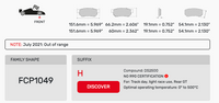 Thumbnail for Ferodo FCP1049 Brake Pad Dimension Image