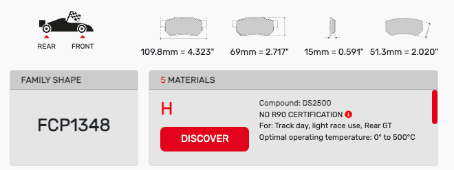 Ferodo FCP1348 Brake Pad Dimension Image