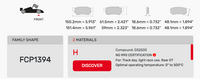 Thumbnail for Ferodo FCP1394 Brake Pad Dimension Image