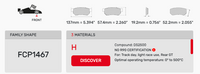 Thumbnail for Ferodo FCP1467 Brake Pad Dimension Image