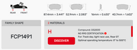Thumbnail for Ferodo FCP1491 Brake Pad Dimension Image
