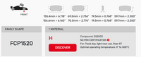 Thumbnail for Ferodo FCP1520 Brake Pad Dimension Image