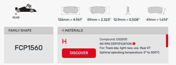 Ferodo FCP1560 Brake Pad Dimension Image