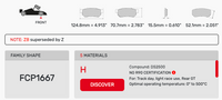 Thumbnail for Ferodo FCP1667 Brake Pad Dimension Image