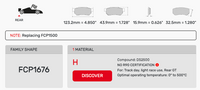 Thumbnail for Ferodo FCP1672 Brake Pad Dimension Image