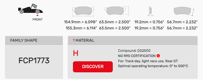 Ferodo FCP1773 Brake Pad Dimension Image