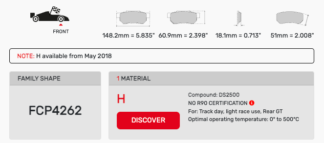 Ferodo FCP4262 Brake Pad Dimension Image