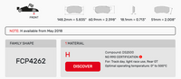 Thumbnail for Ferodo FCP4262 Brake Pad Dimension Image