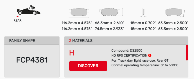 Ferodo FCP4381 Brake Pad Dimension Image