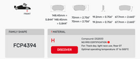 Thumbnail for Ferodo FCP4394 Brake Pad Dimension Image
