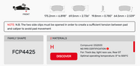 Thumbnail for Ferodo FCP4425 Brake Pad Dimension Image