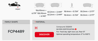 Thumbnail for Ferodo FCP4489 Brake Pad Dimension Image