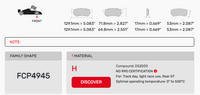 Thumbnail for Ferodo FCP4945 Brake Pad Dimension Image