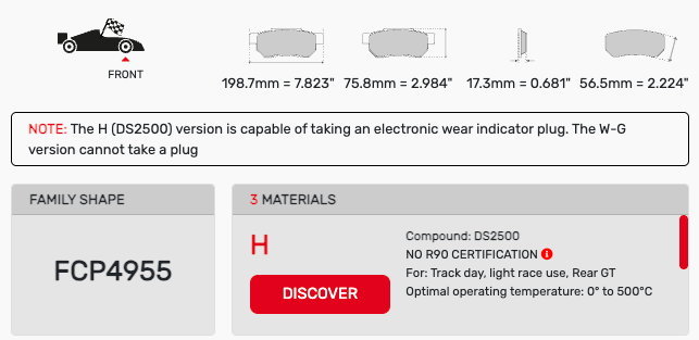 Ferodo FCP4955 Brake Pad Dimension Image