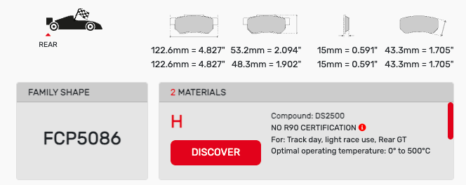 Ferodo FCP5086 Brake Pad Dimension Image