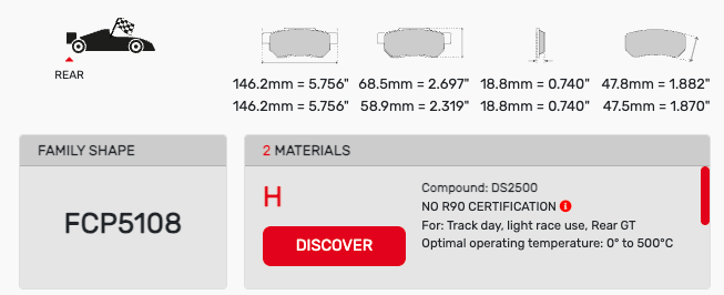 Ferodo FCP5108 Brake Pad Dimension Image