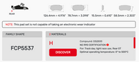 Thumbnail for Ferodo FCP5537 Brake Pad Dimension Image