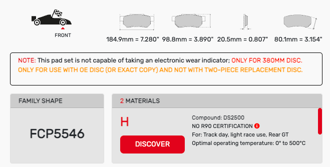 Ferodo FCP5546 Brake Pad Dimension Image