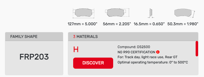 Ferodo FRP0203 Brake Pad Dimension Image