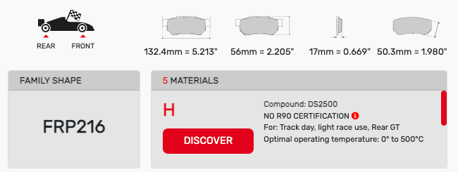 Ferodo FRP0216 Brake Pad Dimension Image