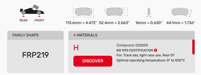 Ferodo FRP0219 Brake Pad Dimension Image