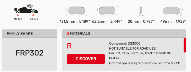 Ferodo FRP0302 Brake Pad Dimension Image