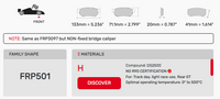 Thumbnail for Ferodo FRP0501 Brake Pad Dimension Image
