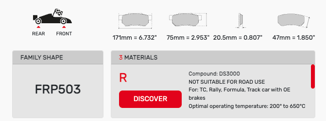Ferodo FRP0503 Brake Pad Dimension Image